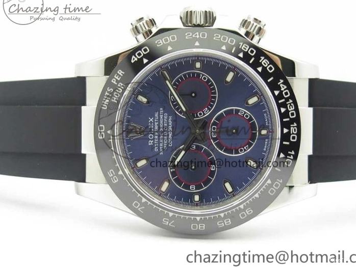 MiroTime 0119 Daytona 116519 Noob 1:1 Best Edition 904L SS Case Blue Dial on Black Rubber Strap SA4130 (Free Extra Strap) Compact 3290